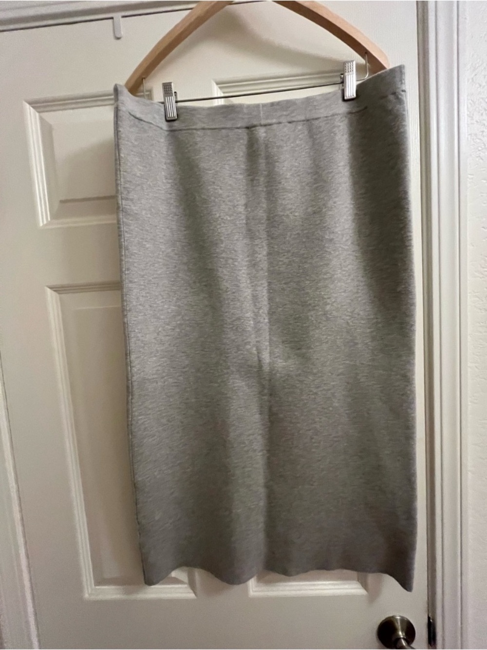 Sleek Light Gray Midi Pencil Skirt - Picture 3 of 4